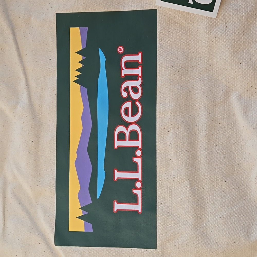 NWT L.L. Bean Canvas Tote Bag and Sticker - Picture 3 of 11